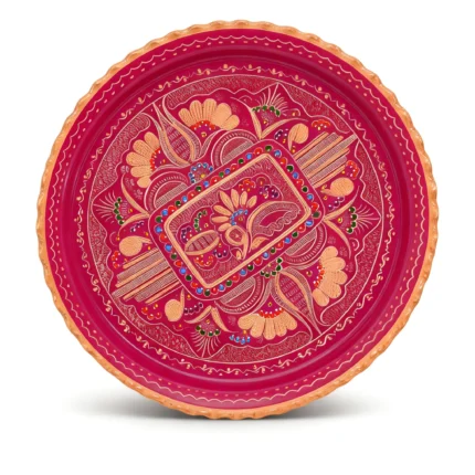 Bakır Yuvarlak Servis Tepsisi - Lila, 35 cm