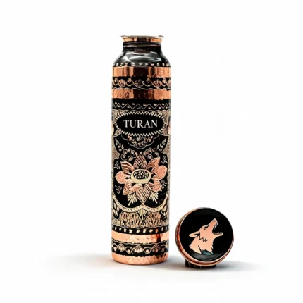 Kalaylı Bakır Su Matarası, Kişiselleştirilebilir - Siyah, 530 ML
